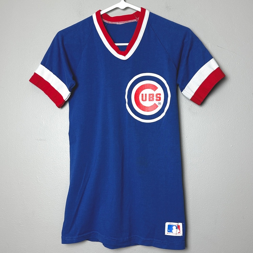Vintage Youth Chicago Cubs T-shirt Jersey With Cubbie Bear Patch